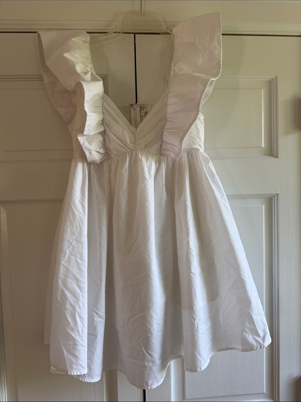 Baby Doll White Ruffle Sleeve Party Dress
